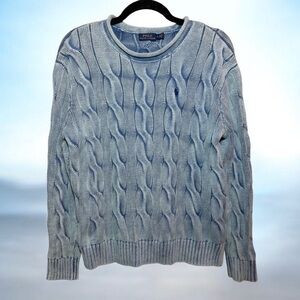 POLO RALPH LAUREN Long Sleeve Cable Knit Melange Cotton Sweater Vintage-Washed